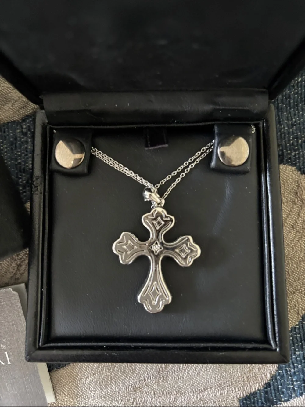 Nadri Silver Crystal Cross Pendant Necklace